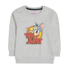 TOM AND JERRY GIRLS OATMEAL SHADE FLEECE SWEAT-SHIRT