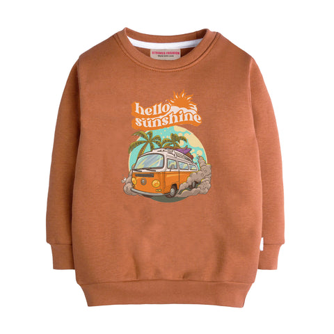 HELLO SUNSHINE LIGHT BROWN COLOR BOYS LONG SLEEVE SWEAT-SHIRT