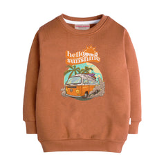 HELLO SUNSHINE LIGHT BROWN COLOR BOYS LONG SLEEVE SWEAT-SHIRT