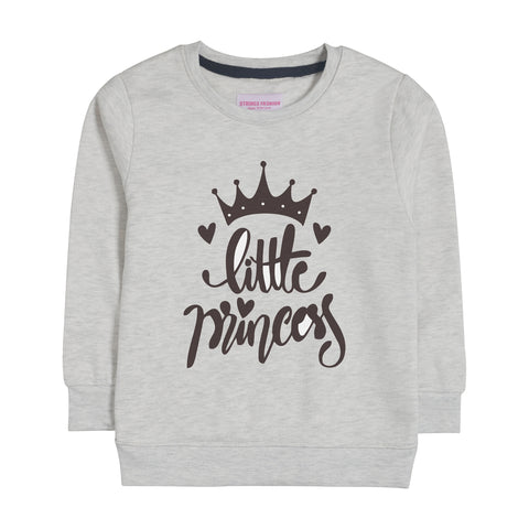 LITTLE PRINCESS GIRLS OATMEAL SHADE FLEECE SWEAT-SHIRT