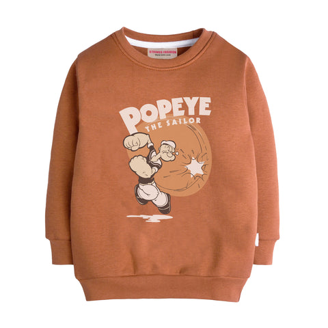 POPEYE LIGHT BROWN COLOR BOYS LONG SLEEVE SWEAT-SHIRT