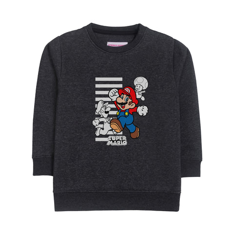 SUPER MARIO CHARCOAL BOYS LONG SLEEVE SWEAT-SHIRT