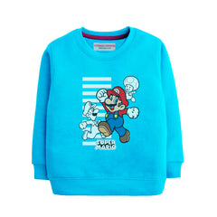 SUPER MARIO SKY BLUE COLOR BOYS LONG SLEEVE SWEAT-SHIRT