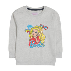 BARBIE GIRLS OATMEAL SHADE FLEECE SWEAT-SHIRT