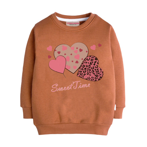 SWEET TIME LIGHT BROWN GIRLS LONG SLEEVE SWEAT-SHIRT