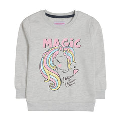 MAGIC GIRLS OATMEAL SHADE FLEECE SWEAT-SHIRT
