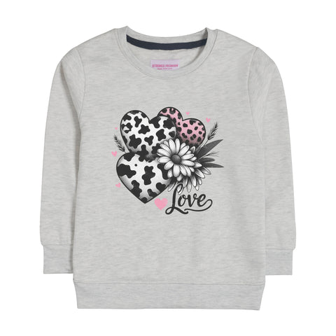 LOVE GIRLS OATMEAL SHADE FLEECE SWEAT-SHIRT