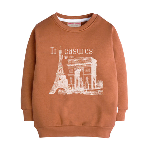 TREASURES LIGHT BROWN COLOR BOYS LONG SLEEVE SWEAT-SHIRT