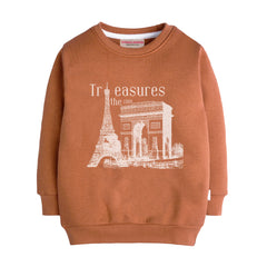 TREASURES LIGHT BROWN COLOR BOYS LONG SLEEVE SWEAT-SHIRT