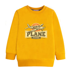 PLANE PRINTED FLEECE MUSTERED SWEATSHIRT