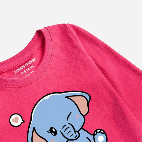 BABY ELEPHANT PARADISE PINK GIRLS LONG SLEEVE T-SHIRT