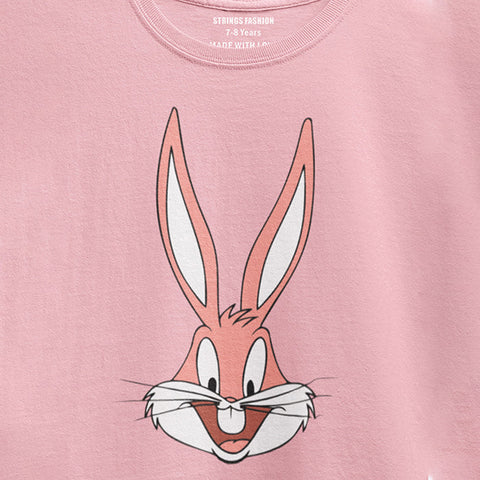 DIGITAL PRINTED BUG BUNNY JUNIOR TICKLED PINK COLOR GIRLS T.SHIRT