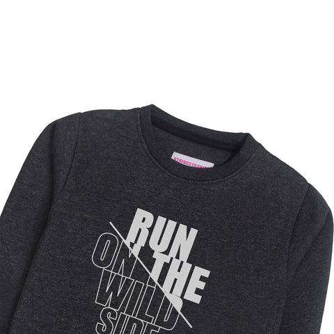 RUN ON THE WILD SIDE CHARCOAL BOYS LONG SLEEVE SWEAT-SHIRT
