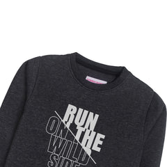 RUN ON THE WILD SIDE CHARCOAL BOYS LONG SLEEVE SWEAT-SHIRT