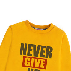 NEVER GIVE UP GIRLS ORANGE SHADE FLEECE SWEAT SHIRT-SHIRT