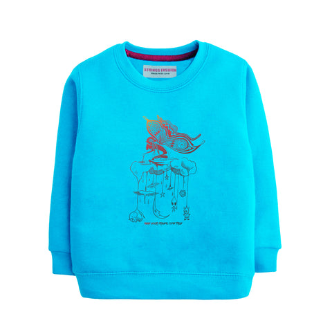 GIRLS SKY BLUE SHADE TERYY FABRIC SWEAT-SHIRT
