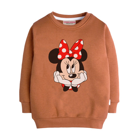 MINNIE LIGHT BROWN GIRLS LONG SLEEVE SWEAT-SHIRT