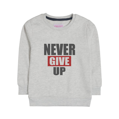 NEVER GIVE UP GIRLS OATMEAL SHADE FLEECE SWEAT-SHIRT
