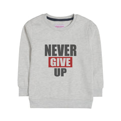 NEVER GIVE UP GIRLS OATMEAL SHADE FLEECE SWEAT-SHIRT