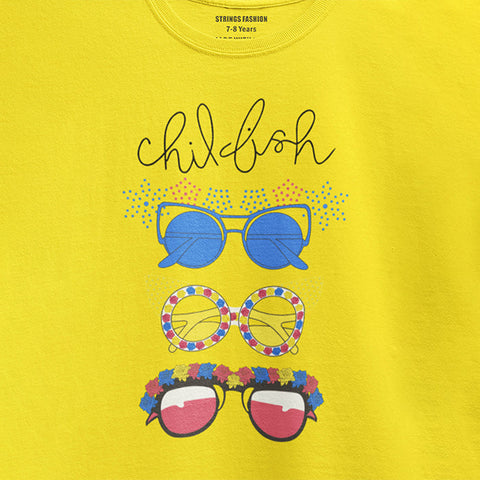 DIGITAL PRINTED CHIL FISH JUNIOR CANARY YELLOW COLOR GIRLS T.SHIRT