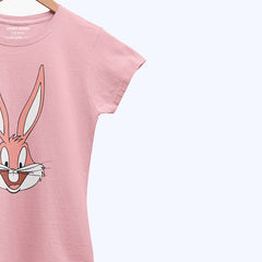 DIGITAL PRINTED BUG BUNNY JUNIOR TICKLED PINK COLOR GIRLS T.SHIRT