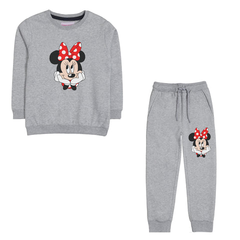 MINNIE JUNIOR GIRLS GREY HEADER COLOR TRACK SUIT