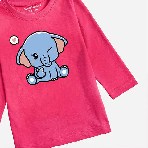 BABY ELEPHANT PARADISE PINK GIRLS LONG SLEEVE T-SHIRT