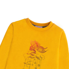 GIRLS ORANGE SHADE HEART FLEECE SWEAT SHIRT