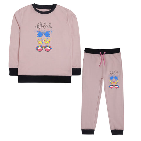 CHILLUM PINK COLOR GIRLS TERRY TRACK SUIT