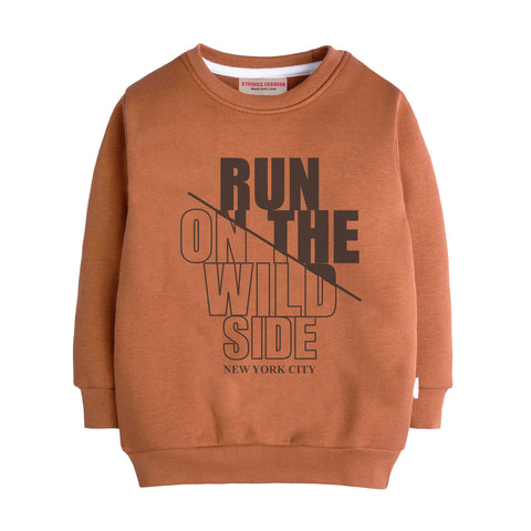 ON THE RUN LIGHT BROWN COLOR BOYS LONG SLEEVE SWEAT-SHIRT