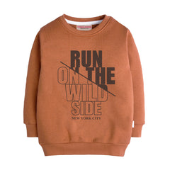 ON THE RUN LIGHT BROWN COLOR BOYS LONG SLEEVE SWEAT-SHIRT