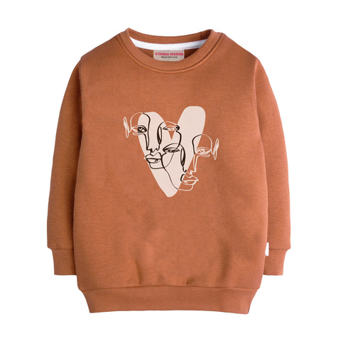 HEART LIGHT BROWN GIRLS LONG SLEEVE SWEAT-SHIRT
