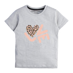 GREY PRINTED LOVE JUNIOR GIRLS T.SHIRT