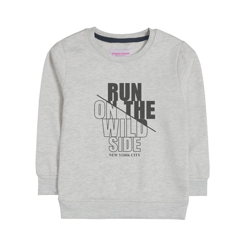 RUN ON THE WILD SIDE OATMEAL BOYS LONG SLEEVE SWEAT-SHIRT