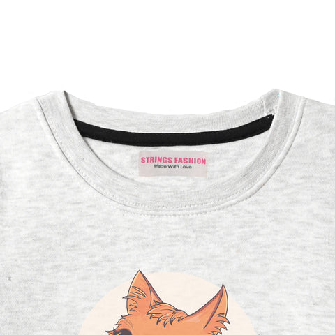 CUTE CAT JUNIOR GIRLS OATMEAL COLOR TRACK SUIT