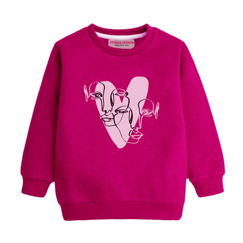 HEART RED GIRLS LONG SLEEVE SWEAT-SHIRT