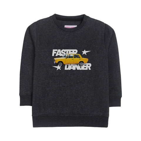 FASTER DANGER CHARCOAL BOYS LONG SLEEVE SWEAT-SHIRT