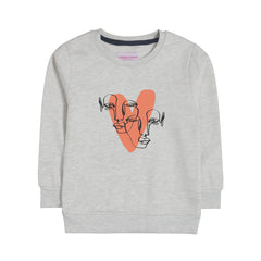 HEART GIRLS OATMEAL SHADE FLEECE SWEAT-SHIRT