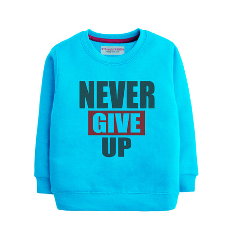 NEVER GIVE UP SKY BLUE COLOR GIRLS TERYY FABRIC TRACK SUIT