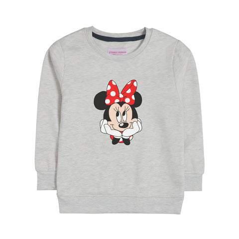 MINNIE GIRLS OATMEAL SHADE FLEECE SWEAT-SHIRT