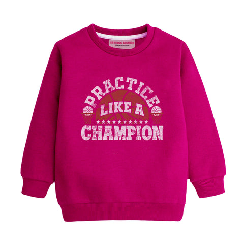 CHAMPION RED COLOR BOYS LONG SLEEVE SWEAT-SHIRT