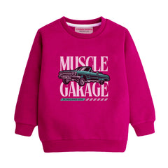 MUSCLE GARAGE RED COLOR BOYS LONG SLEEVE SWEAT-SHIRT