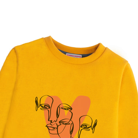 HEART GIRLS ORANGE SHADE FLEECE SWEAT-SHIRT