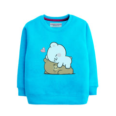 MILK & MOCHA GIRLS SKY BLUE SHADE FLEECE SWEAT-SHIRT
