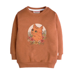 CUTE CAT LIGHT BROWN GIRLS LONG SLEEVE SWEAT-SHIRT