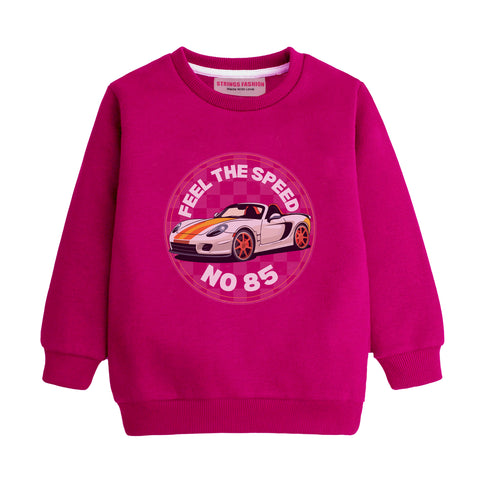 FEEL THE SPEED RED COLOR BOYS LONG SLEEVE SWEAT-SHIRT