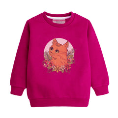 CUTE CAT RED GIRLS LONG SLEEVE SWEAT-SHIRT