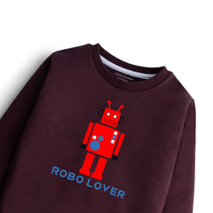 DIGITAL PRINTED ROBO LOVER Maroon Color Boys Long Sleeve Sweat-Shirt