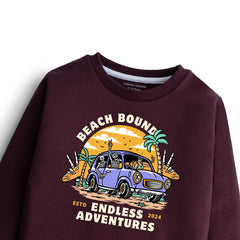 DIGITAL BEACH BOUND PRINTED Maroon Color Boys Long Sleeve Sweat-Shirt