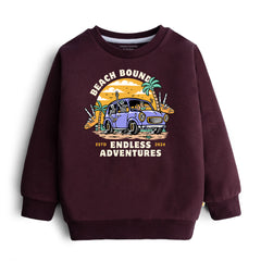 DIGITAL BEACH BOUND PRINTED Maroon Color Boys Long Sleeve Sweat-Shirt